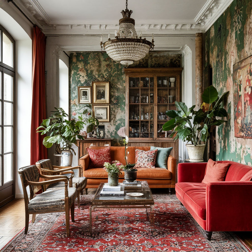 Mixture of modern and vintage in the interior