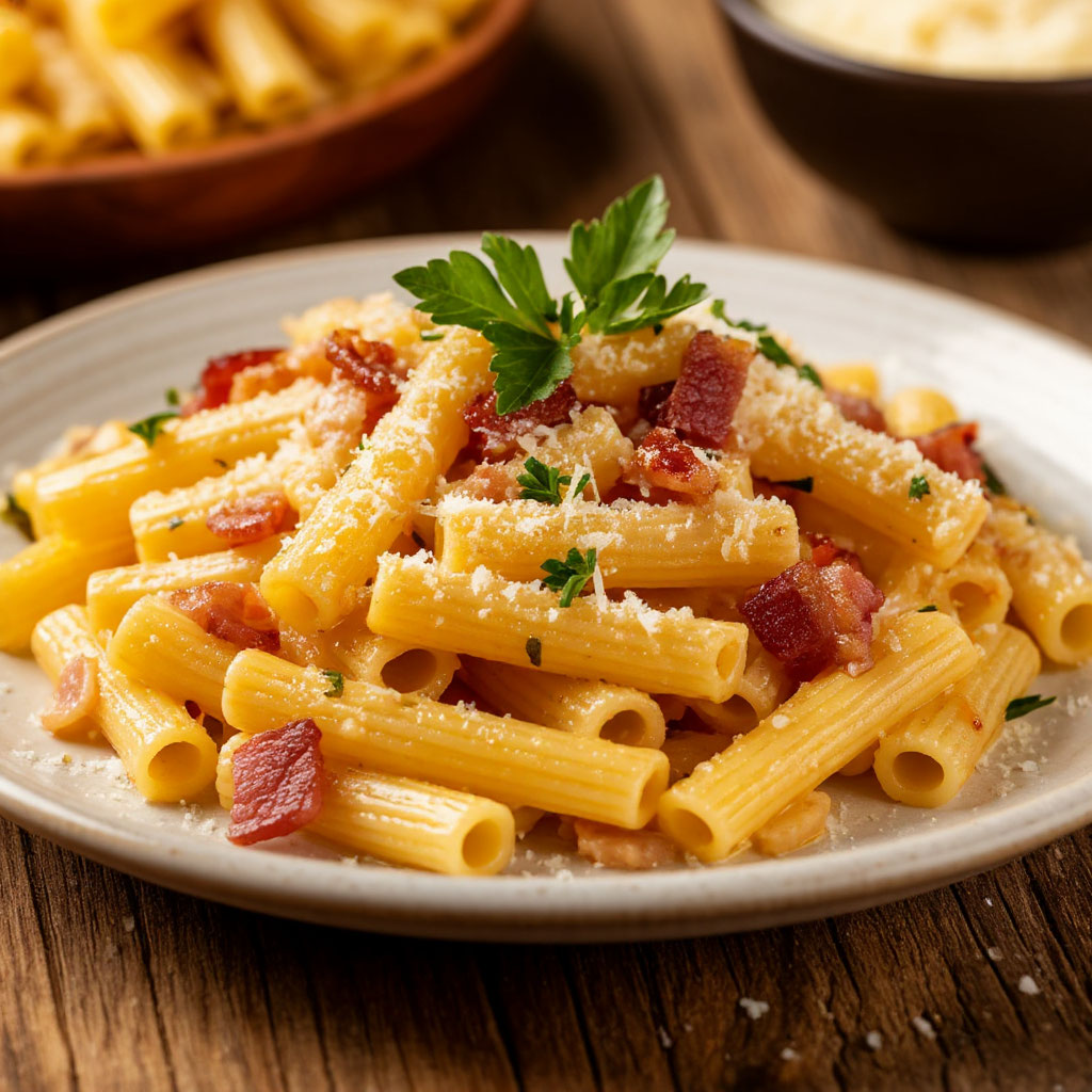 Pasta with Cheese and Bacon